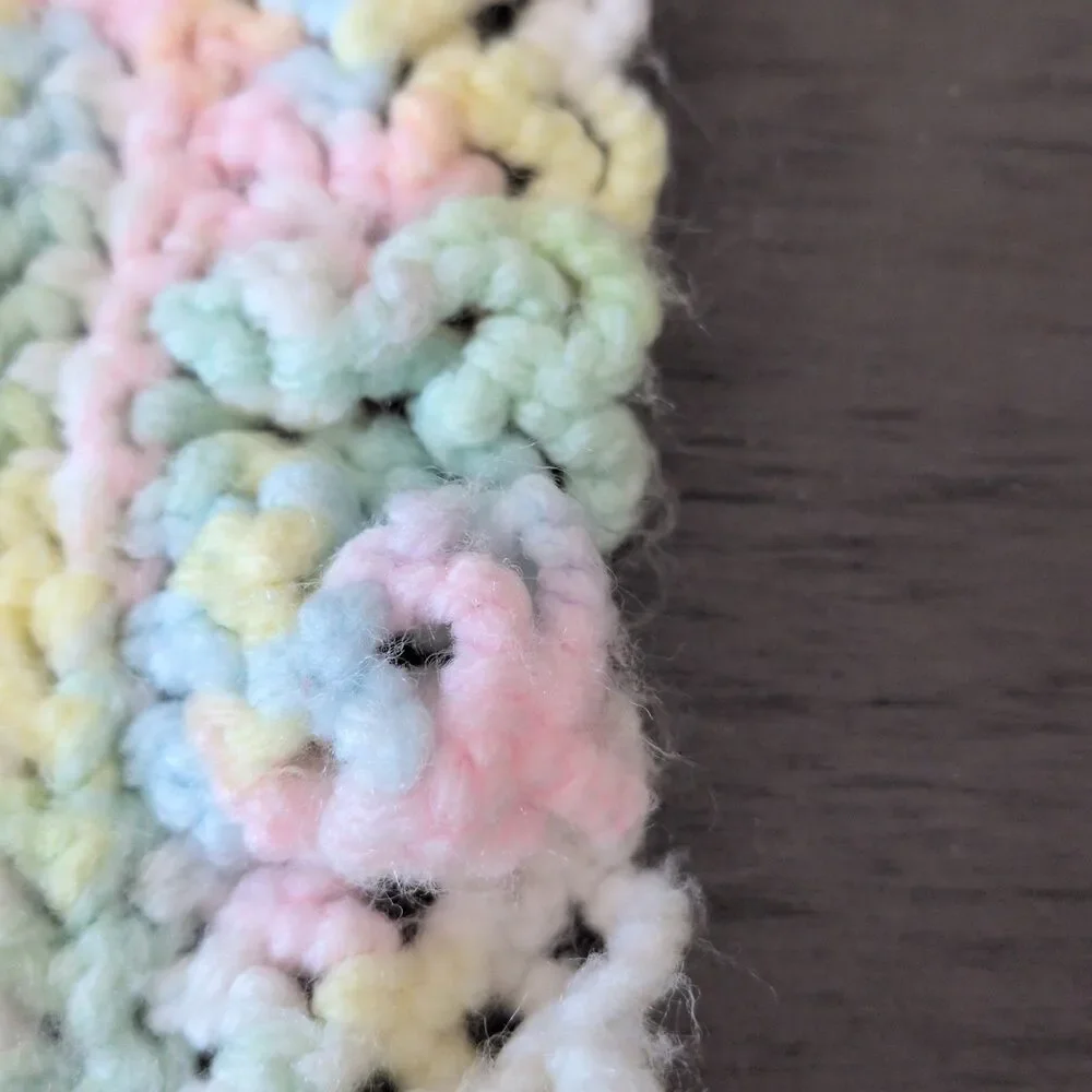 Oversized Chunky Chenille Toddler Blanket–Pastel Variegated Knit Throw
